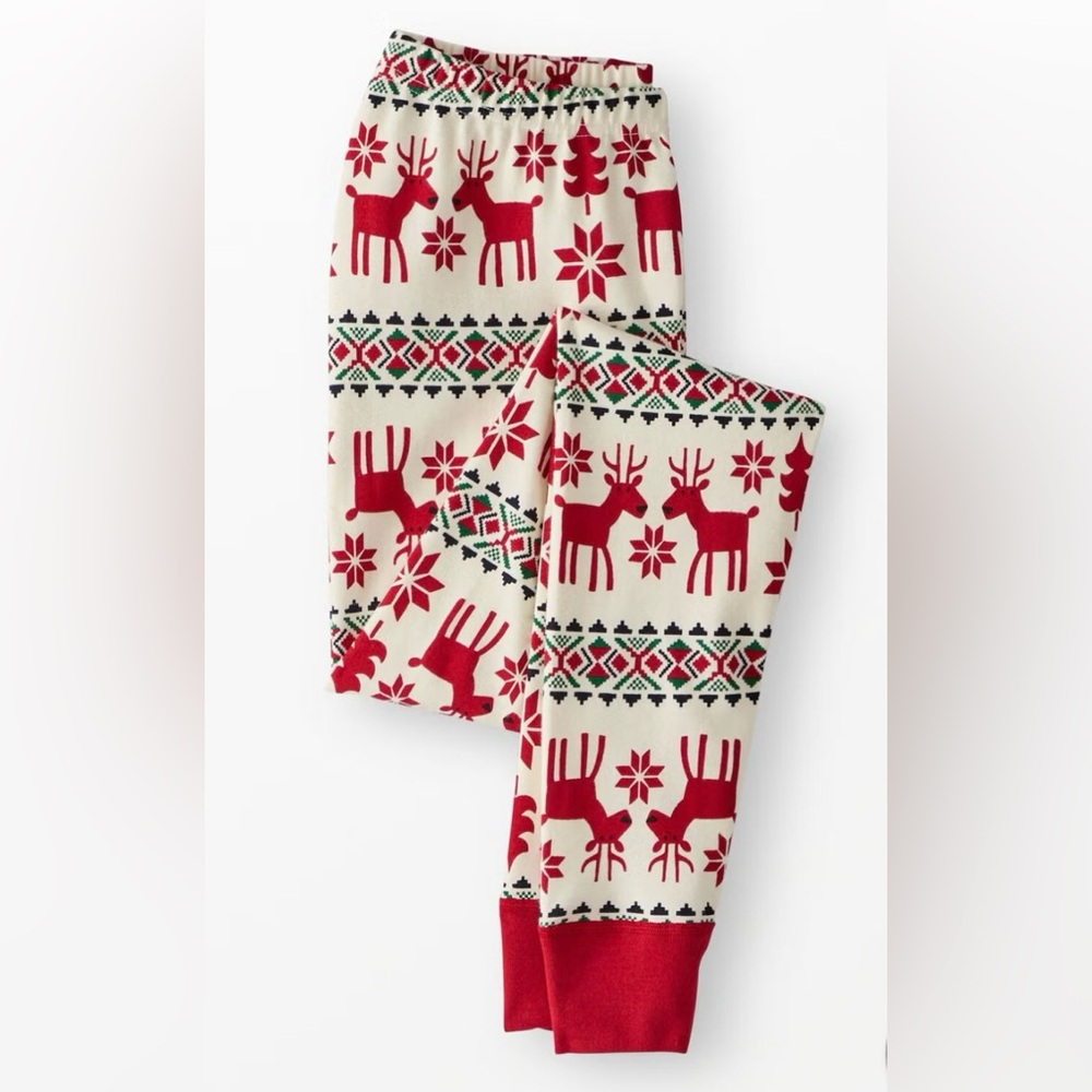 Hanna Andersson Dear Deer Holiday Long John Pajama Pants Size S